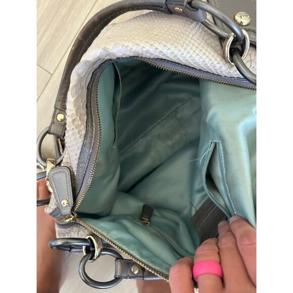Coach Snakeskin Embossed Satchel, Gray Sage Python Print - Picture 10 of 11